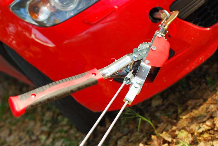 Рычажная автомобильная лебедка, 4 тонны, 2 крюка, в кейсе